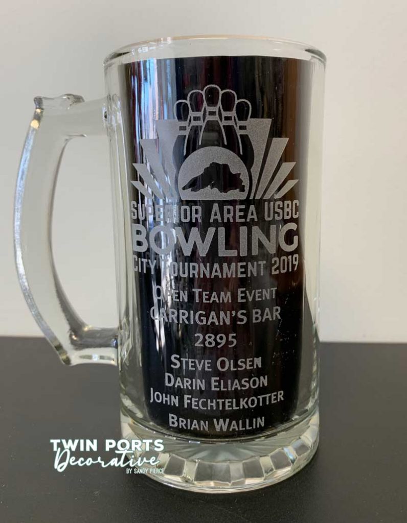 sandblasted glass beer mug