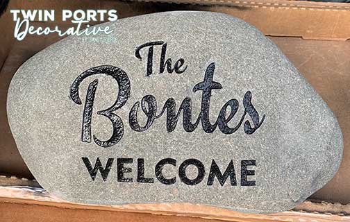 sandblasted rock with paint fill