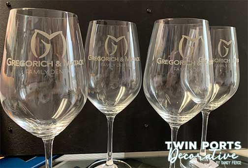 sandblasted wine goblets