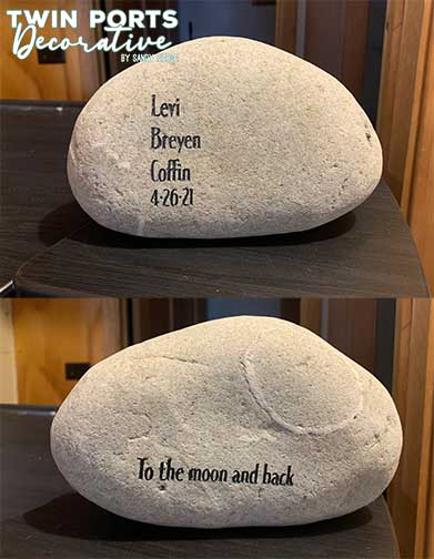rock sandblasted and paint filled