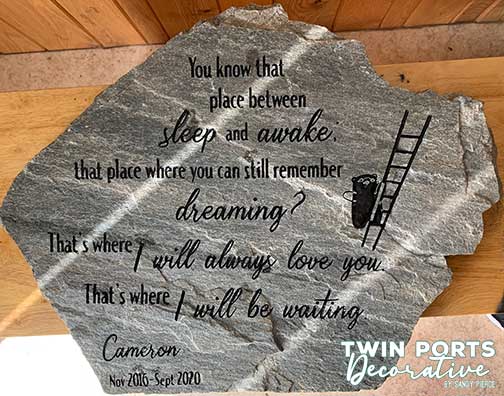 quartzite slab sandblasted and paint filled