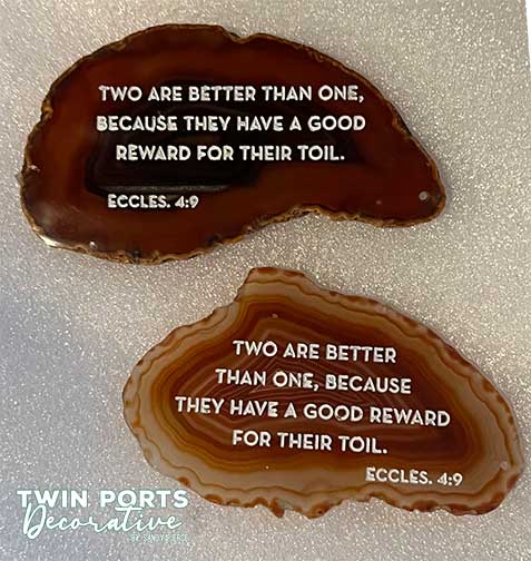 sandblasted and paint filled agate slices