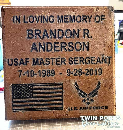 sandblasted brick paver with epoxy paint fill