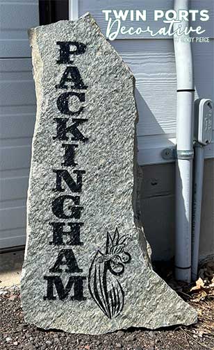 sandblasted quartzite with paint fill