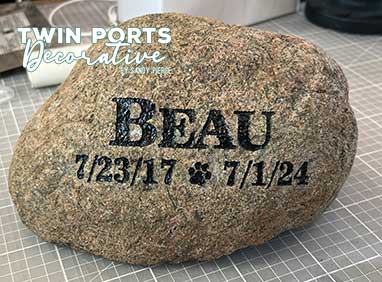 rock sandblasted and paint filled